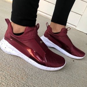 Burgundy Puma Slip On Sneakers